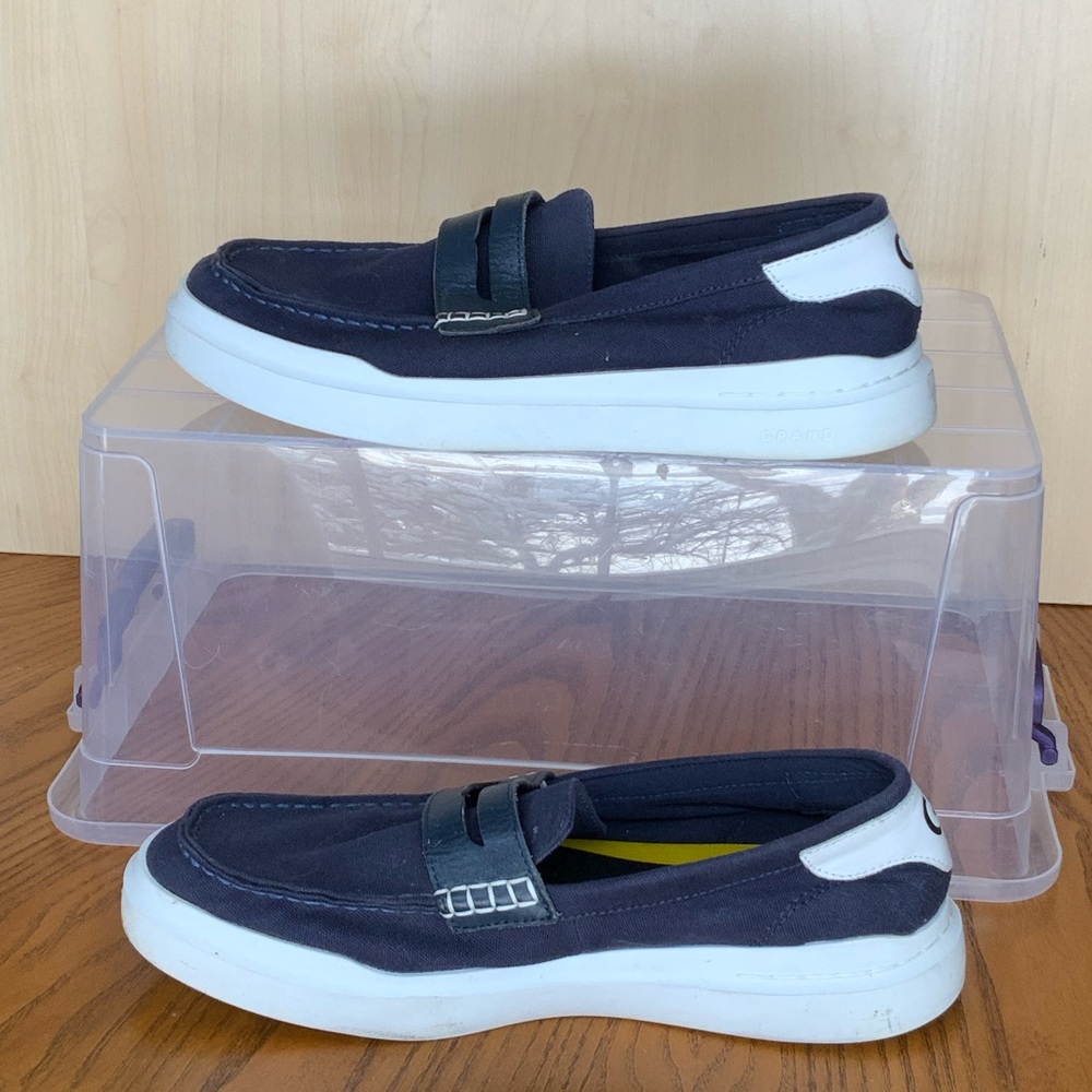 Cole Haan Navy and White Loafers